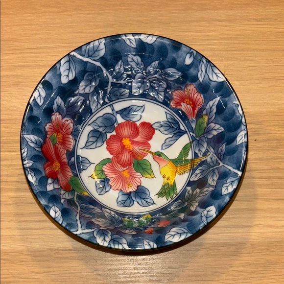Floral and Hummingbird Decorative Bowl - Picture 1 of 4